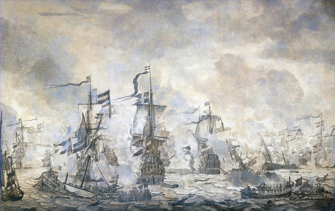 Slag in de Sont Schlacht von Sound 8 November 1658 Willem van de Velde I 1665 Seekrieg Ölgemälde